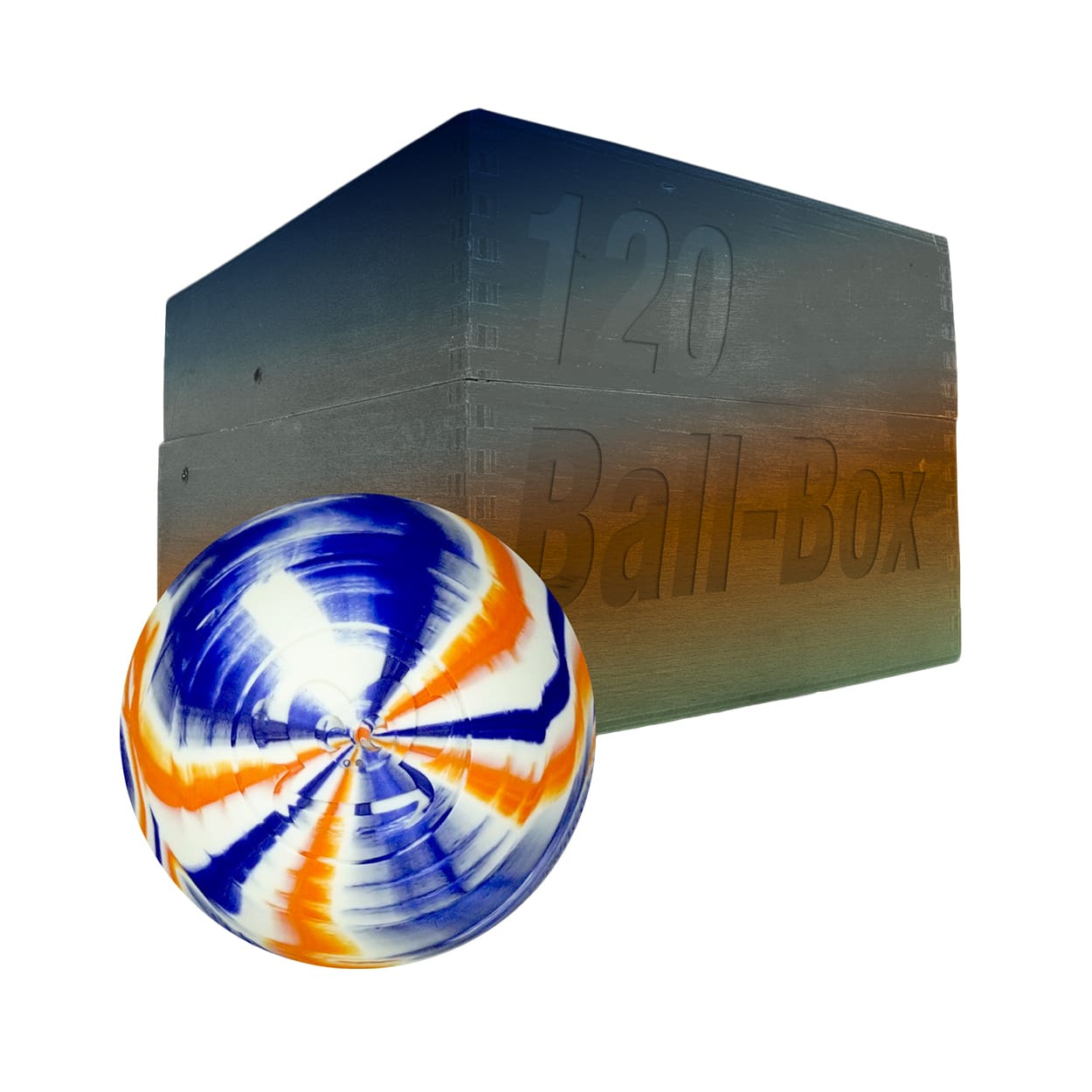 Captain-Lax Lacrosse Ball Box (120 Pieces) White/Purple/Orange
