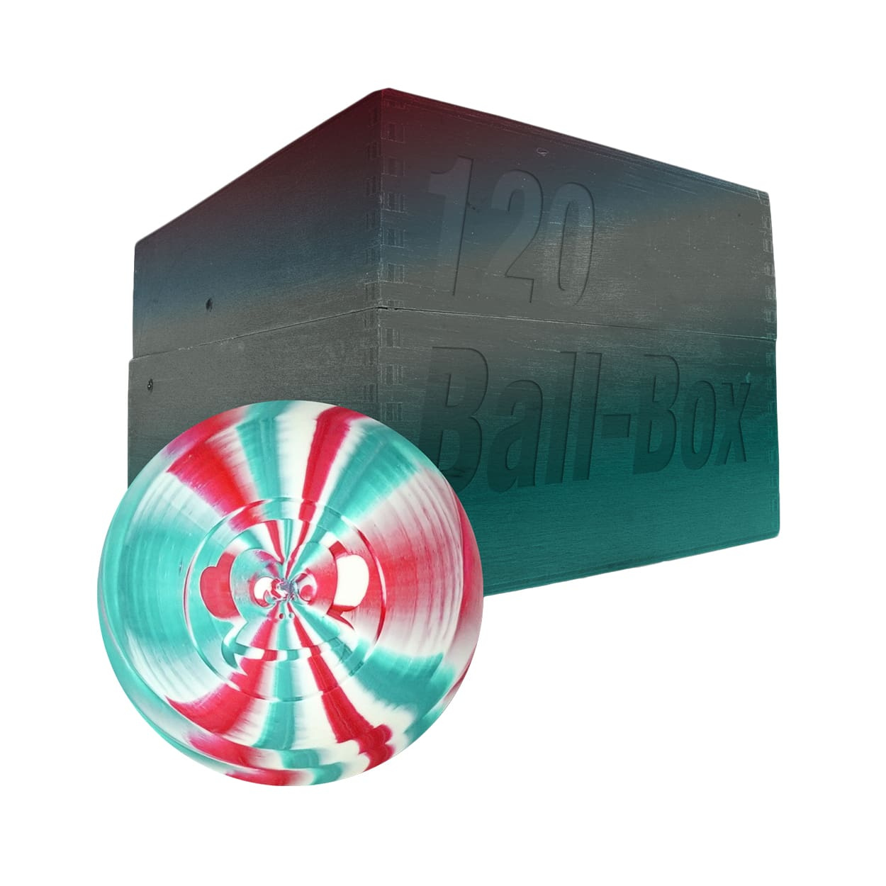 Captain-Lax Lacrosse Ball Box (120 Pieces) Red/White/Green – Bild 8